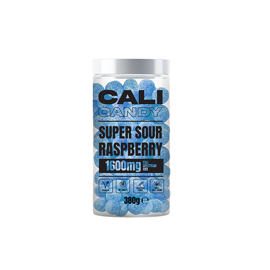 CALI CANDY 1600mg Full Spectrum CBD Vegan Sweets (Large) - Super Sour Raspberry