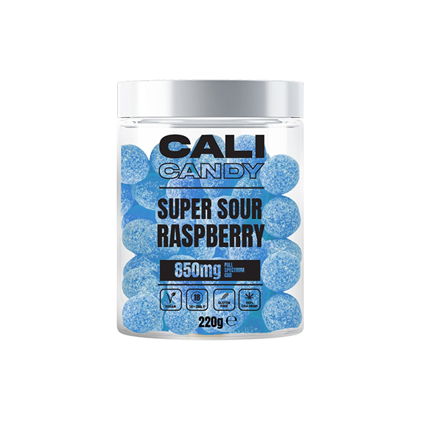 CALI CANDY 850mg Full Spectrum CBD Vegan Sweets (Small) - Super Sour Raspberry