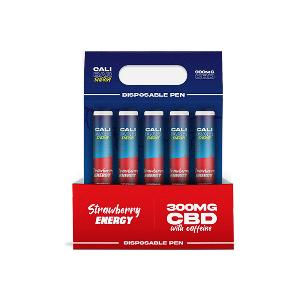 CALI BAR ENERGY with Caffeine Full Spectrum 300mg CBD Vape Disposable - Strawberry Energy / x10