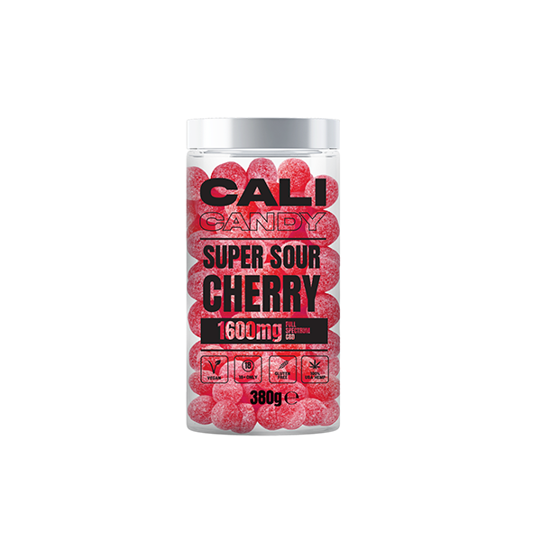 CALI CANDY 1600mg Full Spectrum CBD Vegan Sweets (Large) - Super Sour Cherry